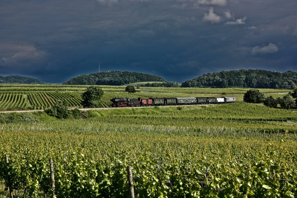 Die 50 2740 bei einer Sonderfahrt mit dem Rebenbummler am Kaiserstuhl im Sommer 2010
