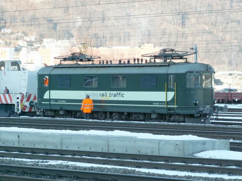 Die abgebgelte Re 4/4 I der Swiss Rail Traffic AG am 22.01.10 in Sargans
