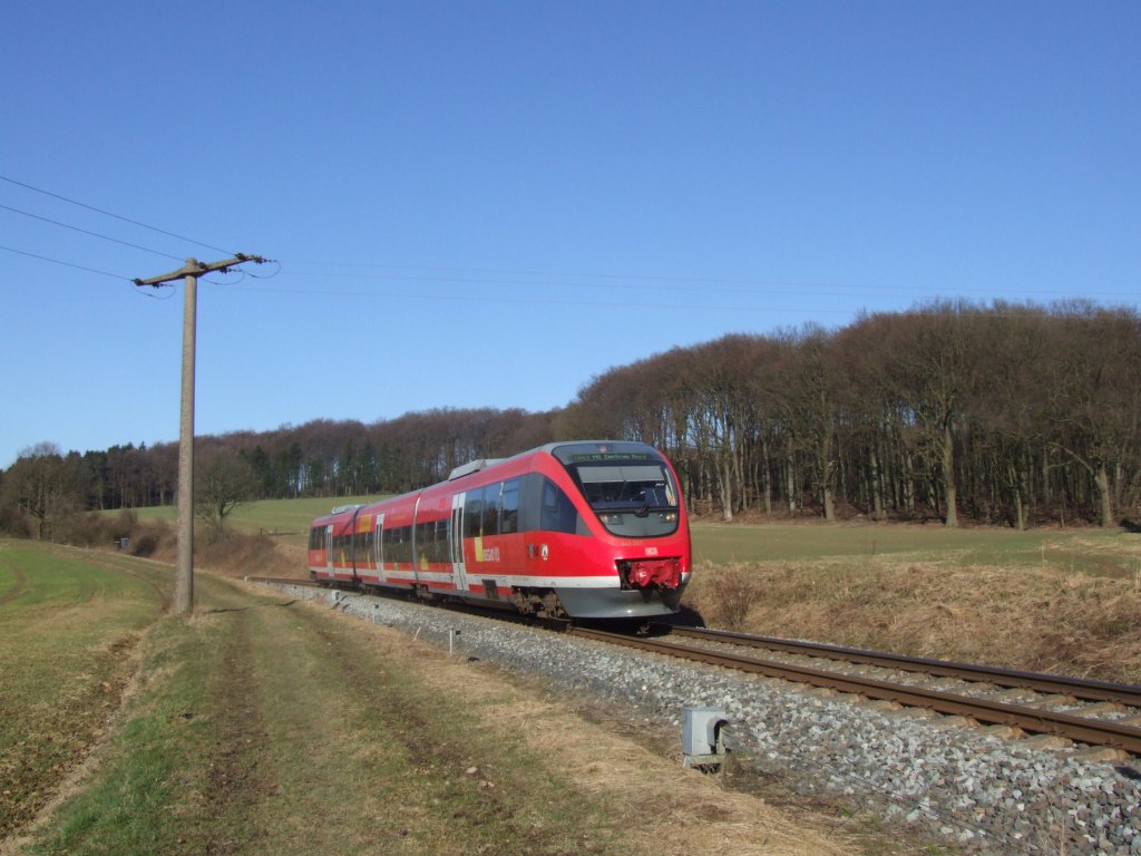 Die Baumbergebahn von Coesfeld nach M�nster westlich der Stadt Billerbeck. 07.03.2011