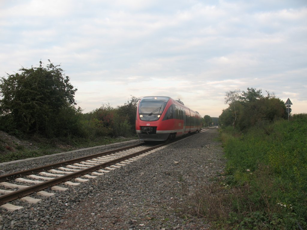 Die Baumbergebahn kurz nach verlassen des Bahnhofs von Lutum in Richtung Coesfeld 05.10.10