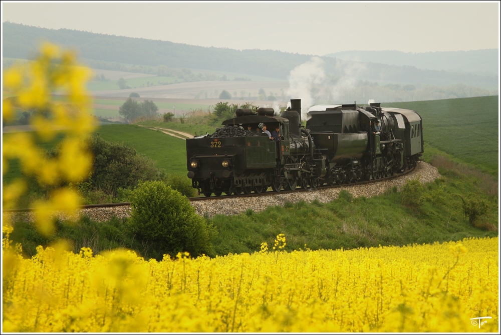 Die beiden Dampfloks 17c372 & 52 100 fahren mit dem SEZ 17300 von Korneuburg nach Ernstbrunn zum 4.Oldtimertreffen auf Strasse & Schiene. 
Wetzleinsdorf 1.5.2011