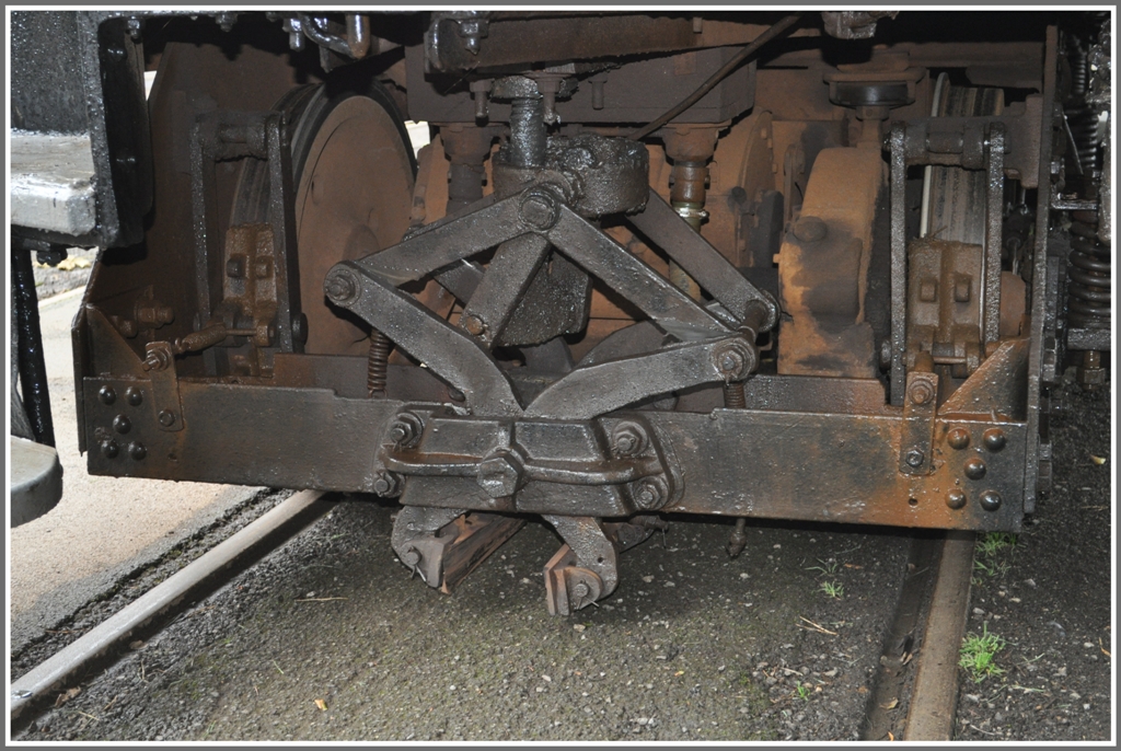 Die Bremszange fr die Bremsschiene System Fell der Snaefell Mountain Railway. (11.08.2011)