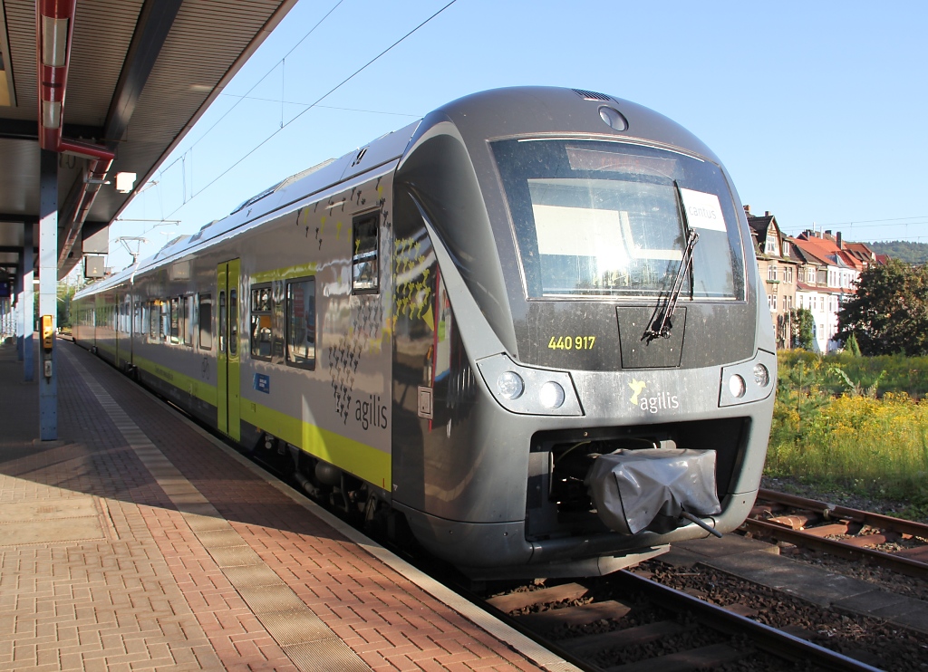 Die Cantus Verkehrsgesellschaft braucht Untersttzung. 
440 917 der Agilis hilft auf der Strecke zwischen Eisenach und Bebra aus.
Aufgenommen am Morgen des 18.08.2011 in Eisenach. 