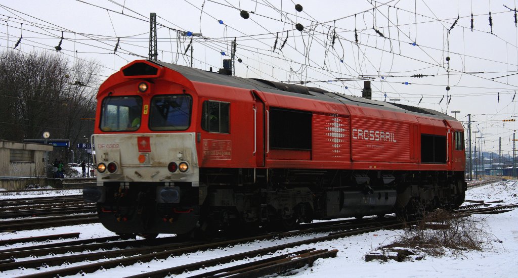 Die Class 66 DE6302  Federica  von Crossrail rangiert in Aachen-West im Schnee am 18.1.2013.