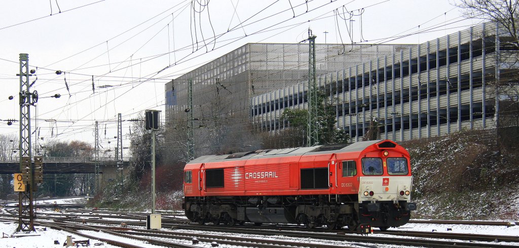 Die Class 66 DE6302  Federica  von Crossrail rangiert in Aachen-West im Schnee am 18.1.2013.