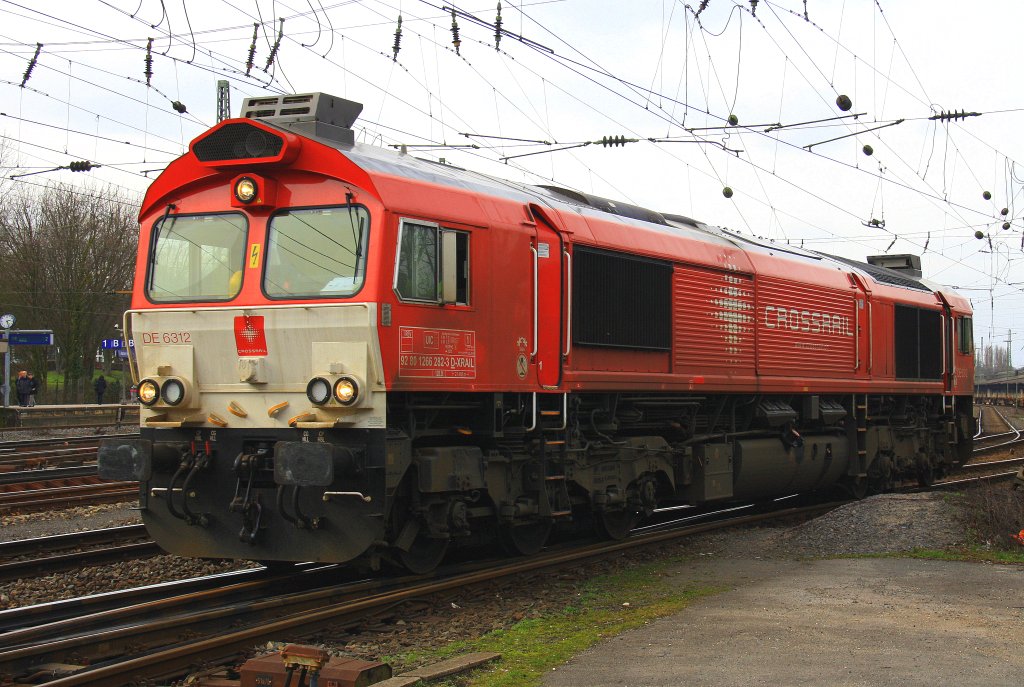 Die Class 66 DE6312  Alix  von Crossrail rangiert in Aachen-West am 9.3.2012.
