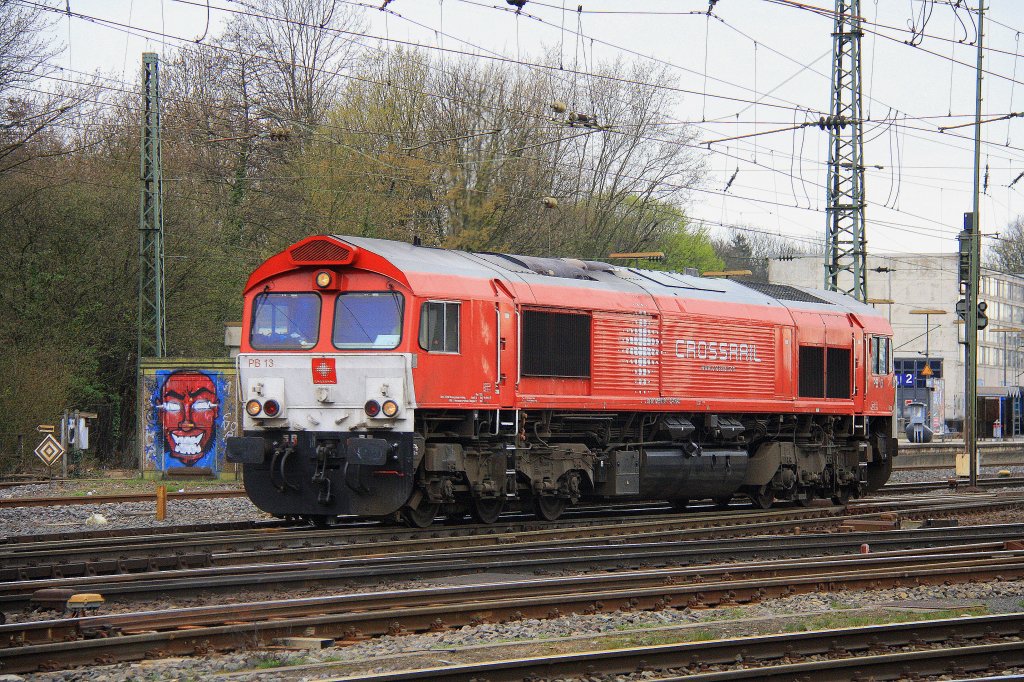 Die Class 66 PB13  Ilse  von Crossrail rangiert in Aachen-West am 31.3.2012.