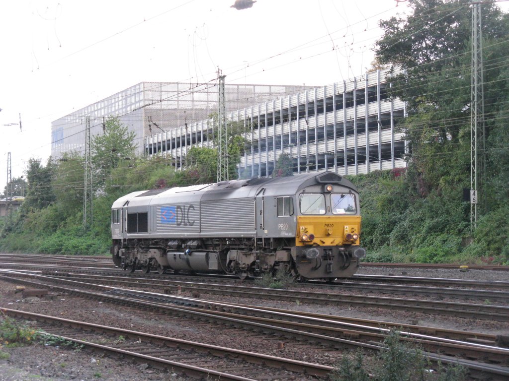Die Class 66 PB20 von DLC Railways rangiert in Aachen-West 17.9.2010