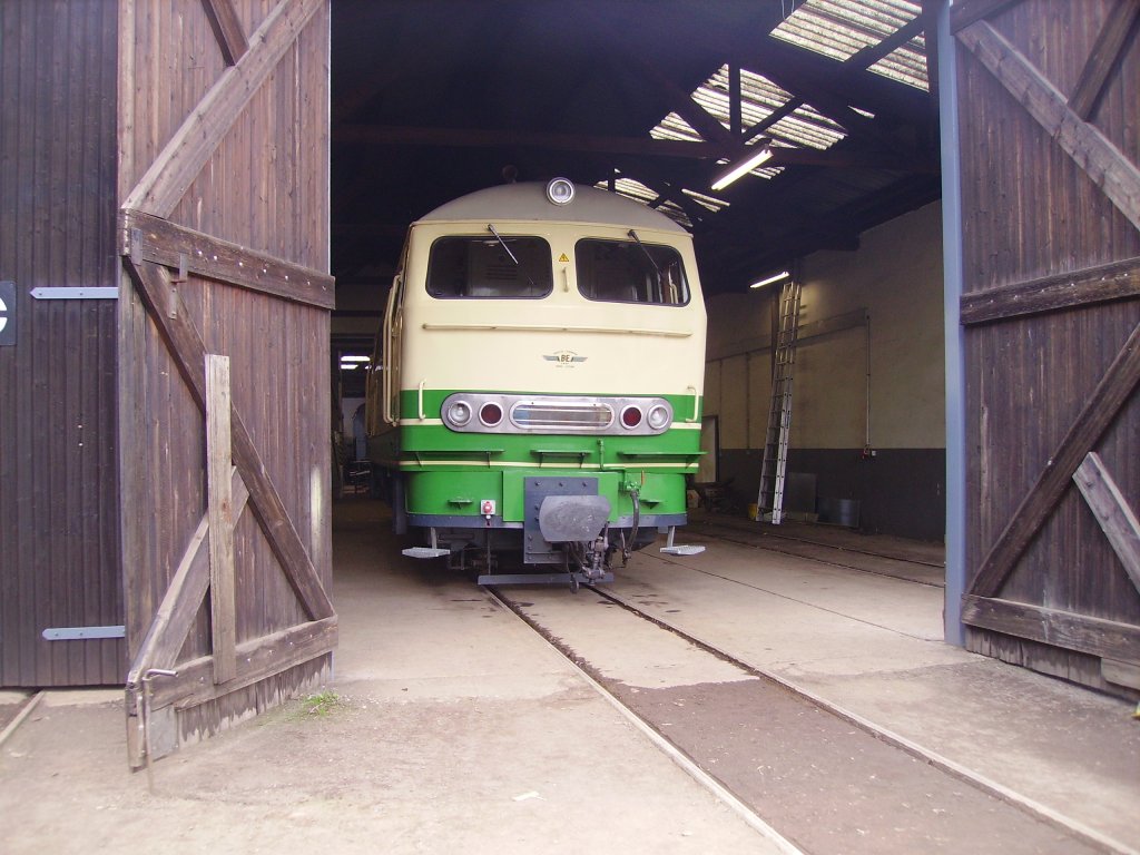 Die D5 hat endlich ihren schweren G�terzug geparkt und Parkt jetzt im Historischen gem�tlichen Schuppen am 2.4.10