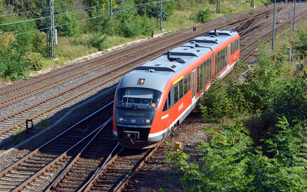Die DB hat eine neue RE-Direktverbindung Leipzig - Litomerice mesto eingerichtet. 642 678 fhrt am 15.10.11 aus der Abstellanlage zur Bereitstellung im Hbf. Fotografiert Hhe Hp. Leipzig Ost.