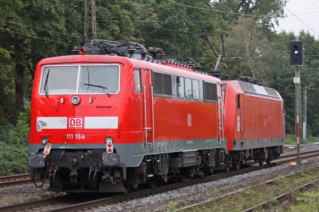 Die demulierte 111 154 am 9.9.10 in Ratingen-Lintorf