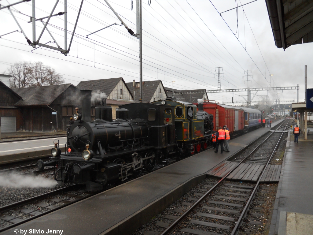 Die E 3/3 Nr. 2 der OeBB schob am 28.3.2010 das Gespann der Muni-berfhrung von Etzwilen nach Oensingen, hier am Wasserfassen in Oberwinterthur.