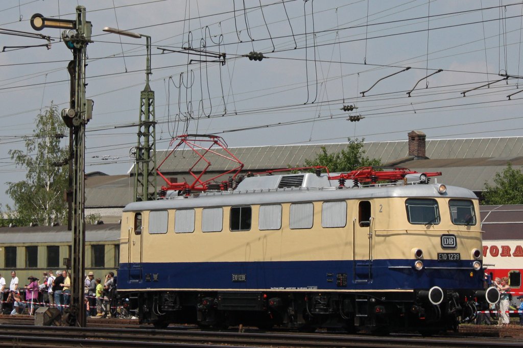 Die E10 1239 der E10 e.V am 21.5.11 bei der Lokparadeb in Koblenz-Ltzel.
