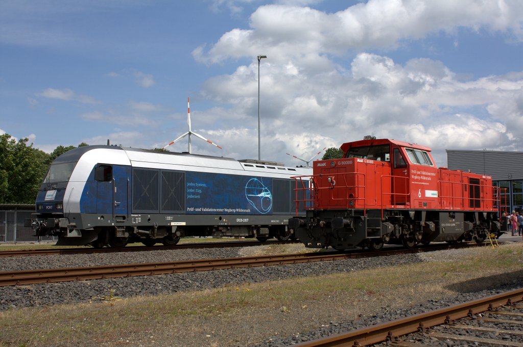Die ER 20-2007 und die 278 005 am 01.07.2012 im SIEMENS Prfcenter Wildenrath am Tag der offenen Tr.