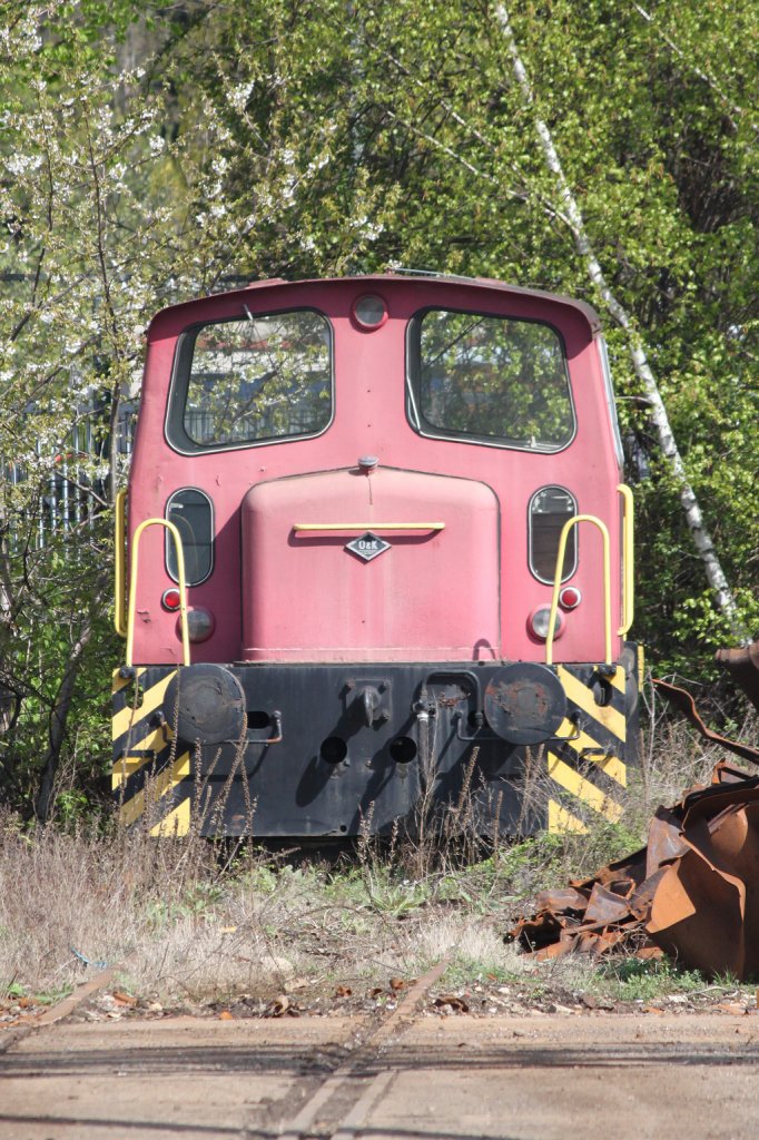 Die ex Werkslok von GLO(O&K 26522/MV 3) stand am 11.4.12 in Dsseldorf-Reisholz.