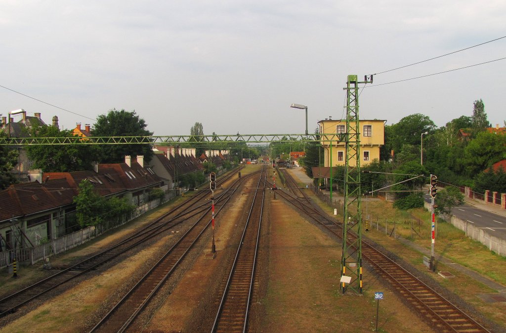 Die Gleisanlagen im Bf Sifok, mit Blick in Richtung Zamrdi; 02.06.2011