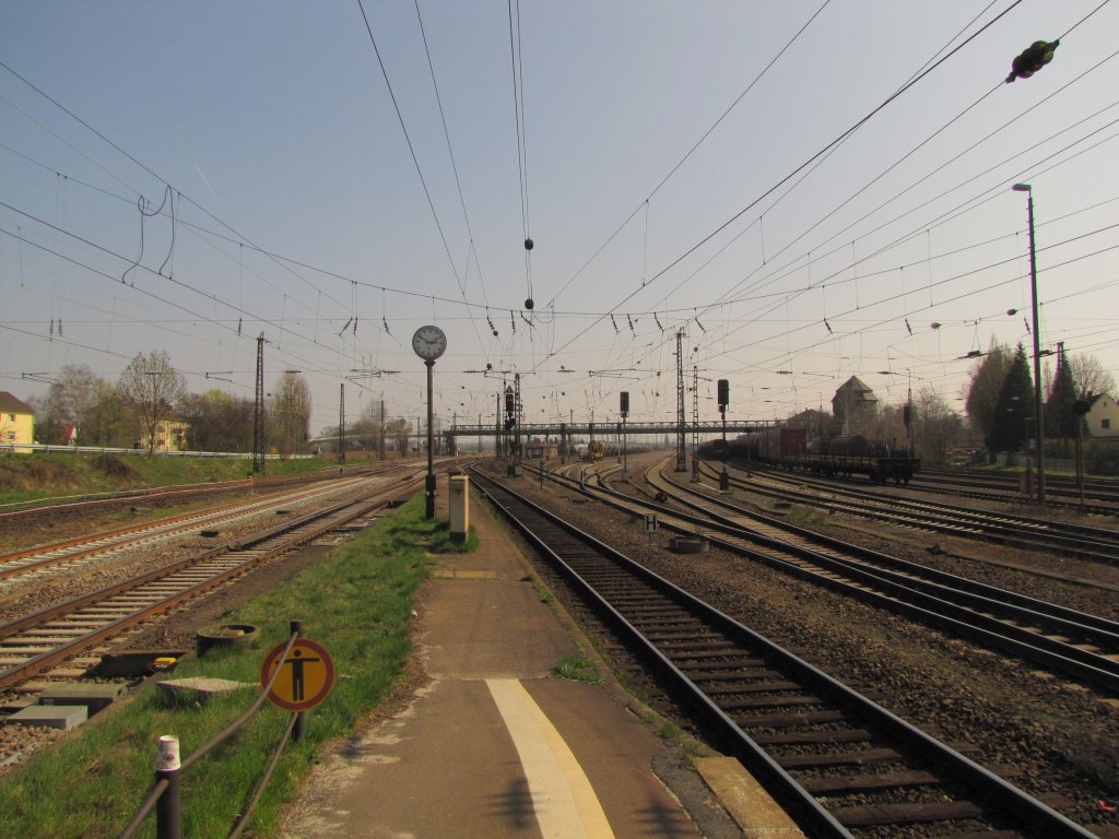 Die Gleisanlagen des Rangierbahnhofs in Mainz-Bischofsheim; 29.03.2011