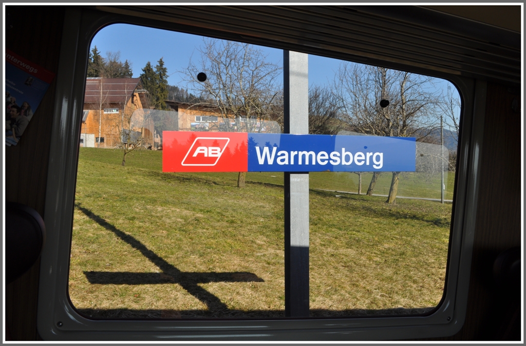 Die Haltstelle Warmesberg liegt im Geflle der Zahnradstrecke. (13.03.2012)