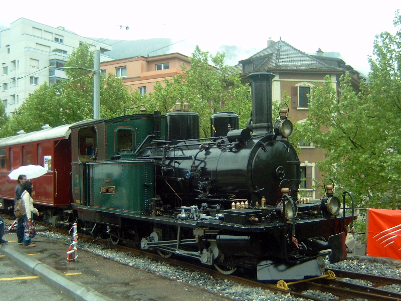Die HG2/3 7  Breithorn  der BVZ war am 20.5.2006 in Brig mit historischen Wagen ausgestellt.