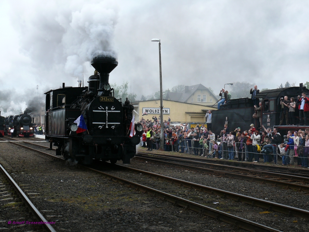Die kleine Tenderlok 313.432 war als Gast aus Tschechien bei der Parade.
05/2010 Wolsztyn/Wollstein 

