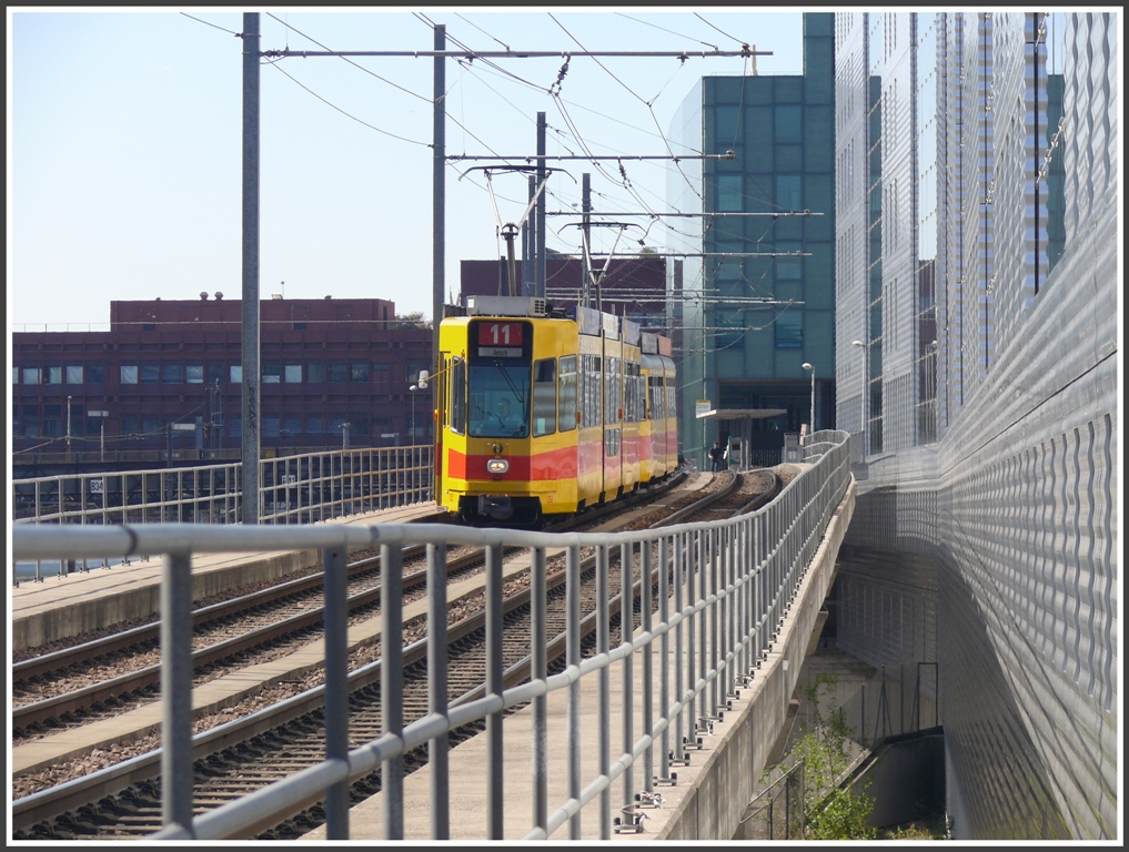 Die Linie 11 vor dem Jakob Burckhardt Haus in Basel. (21.09.2010)