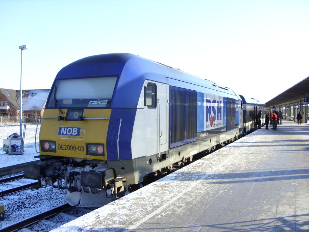 Die ``neue´´ RSH-Lok ist MAK DE 2000-03 wurde im Frhling 2009 neu beklebt.

Sylt im Winter 2010