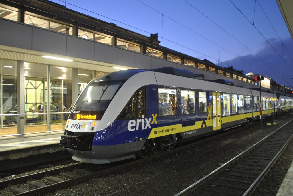 Die private Bahngesellschaft Erixx �bernimmt zum Fahrplanweschel 2011/12 fahren auf der Heidebahn. Dieser 648 stand am 10.12.2011 als RB nach Buchholz/Nordheide in Hannover HBF.
