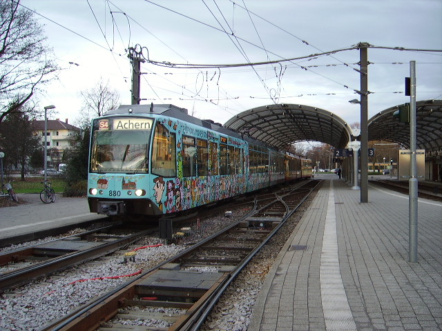 Die Rizzi Bahn am 15.01.11 in Karlsruhe Albtal Bahnhof 