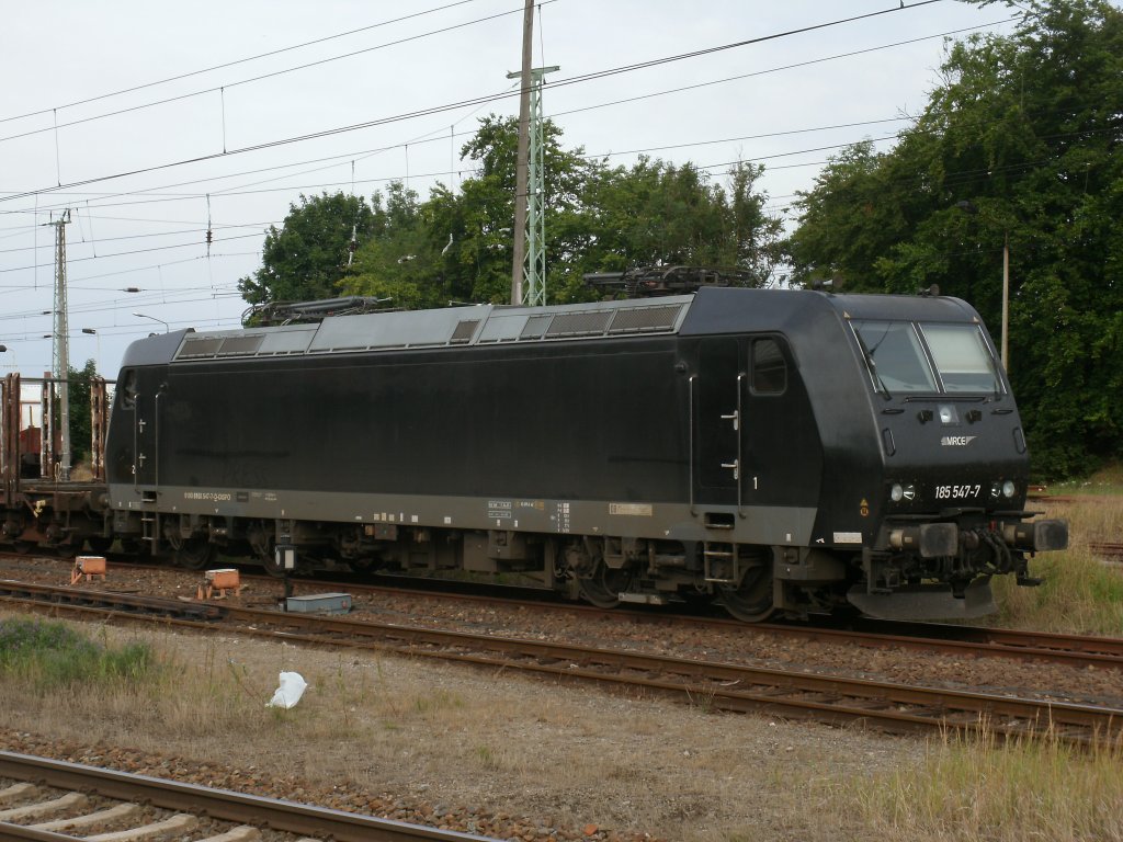 Die Schwarze MRCE 185 547 stand,am 01.August 2012,in Bergen/Rgen.