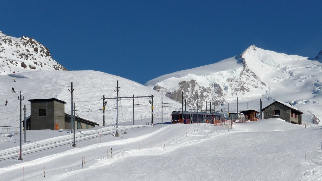 Die Station Rotenboden der Gornergratbahn, 2819 Meter hoch gelegen (14.3.2010)