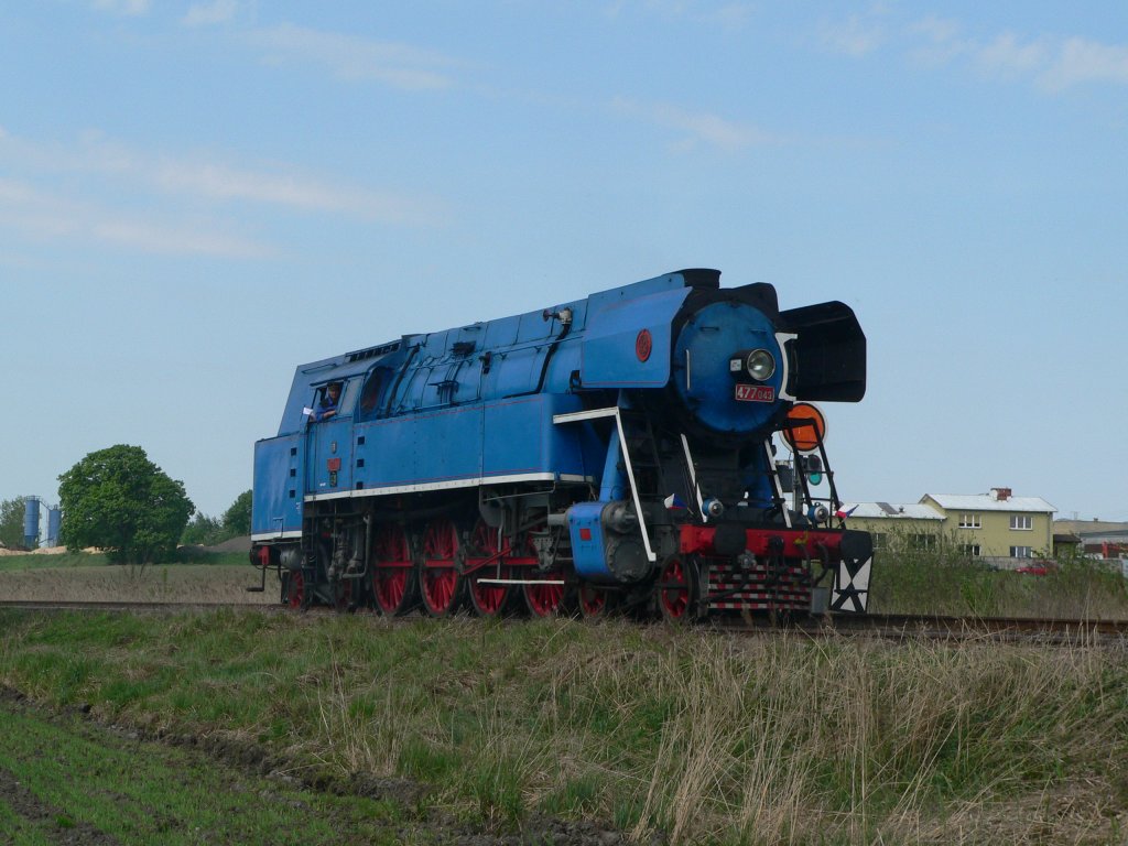 Die tschechische Dampflok 477.043 am 30.4.2011 auf der Dampflokparade in Wolsztyn.