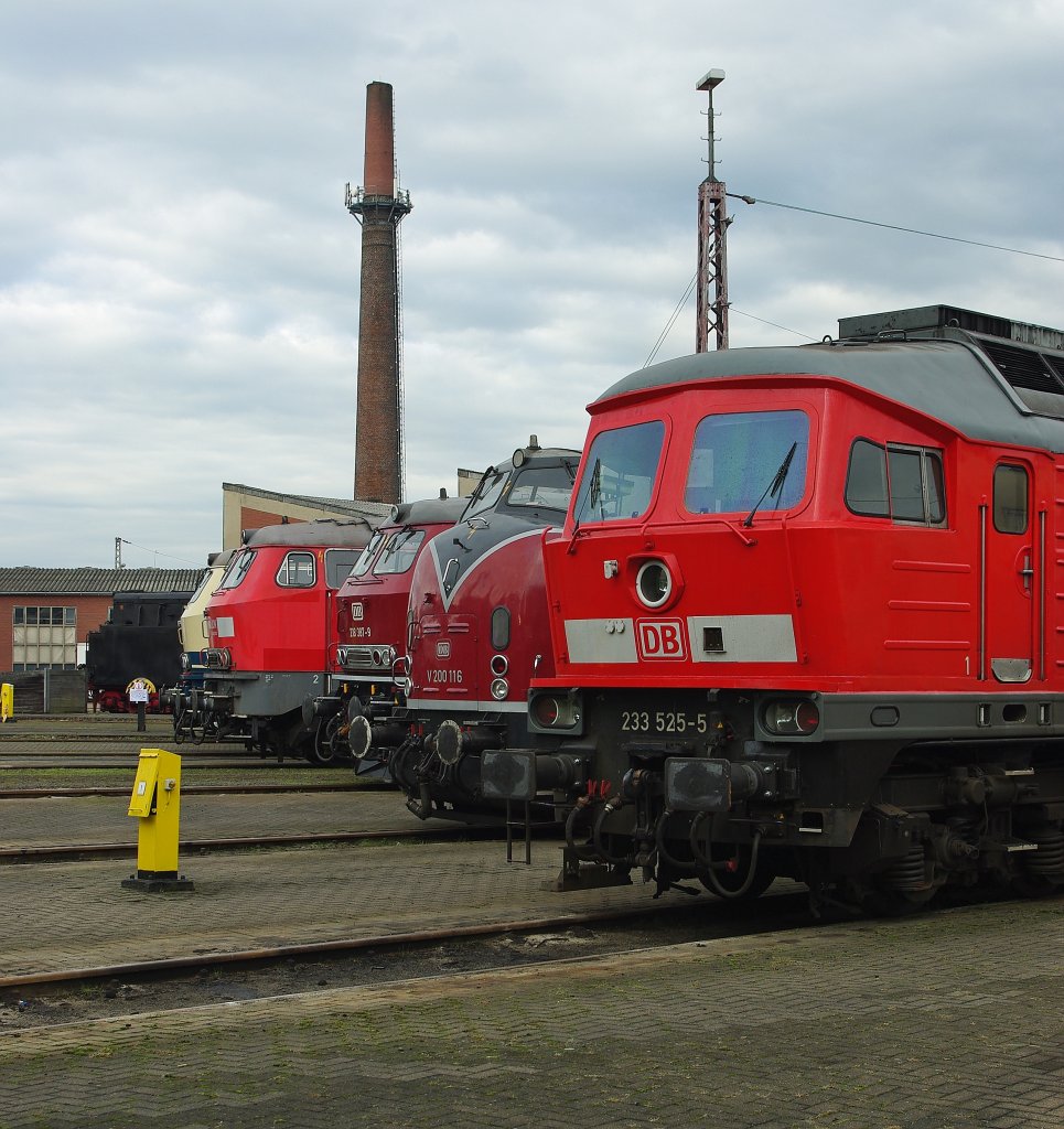 Die verschiedenen Diesel-Nasen im Vergleich. Aufgenommen am 19.09.2010 beim Bahnfest in Osnabrck.