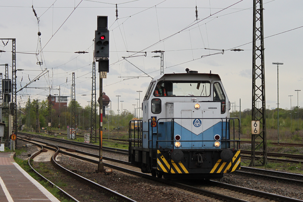 Die Werkslok von ThyssenKrupp(Dsseldorf-Benrath) am 26.4.12 in Duisburg-Bissingheim.