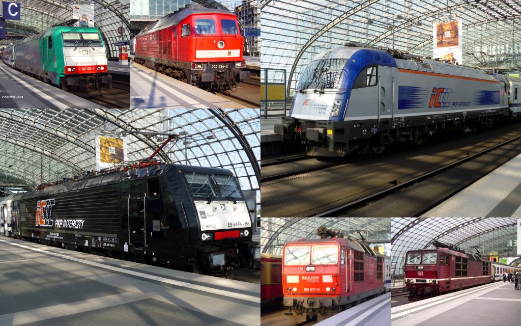 Die Zugpferde fr den Berlin-Warschau-Express sind in den letzten Jahren erheblich moderner geworden. Alle Bilder sind auf dem Berliner Hauptbahnhof in der Zeit von 2008 bis 2010 aufgenommen worden.
