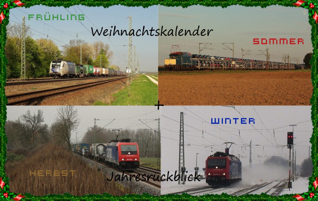 Dieses Jahr gibt es von mir ein  Weihnachtsspecial . Es funktioniert wie der Adventskalender eines werten Kollegen letzes Jahr, nur ist es zustlich ein Jahresrckblick auf das Jahr 2010. 
Prinzip ist folgendes: 
Fr jeden Monat wird es zwei Bilder bzw. zwei Collagen geben, die den jeweiligen Monat und ein Motto wiederspiegeln. Da 2x12 Monate =24 ist, ergibt sich dadurch ein Adventkalender. 

Hoffe meine Idee gefllt euch. 