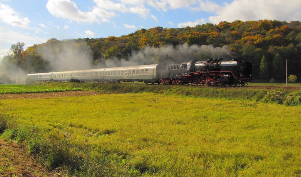 DLW 50 3501 mit dem RE 16590  Rotkppchen-Express II  von Camburg (S) nach Freyburg (U), bei Kleinjena; 24.10.2010