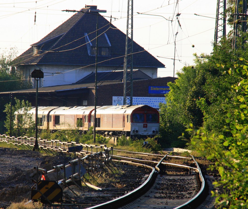 Drei Class 66 PB13  Ilse  und die PB03   Mireille  beide von Crossrail und die PB14 von Railtraxx BVBA stehen auf dem abstellgleis in Aachen-West in der Abendsimmung am 7.6.2013.