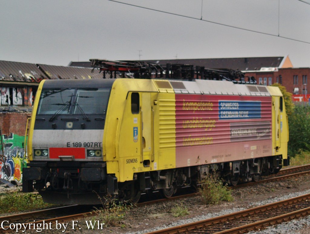 E 189 907 stand am 09.09.11 vor dem Krefelder Hbf.