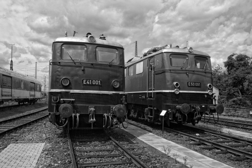 E40 001 und E50 091 am 18.7.12 im DB Museum Koblenz Ltzel.