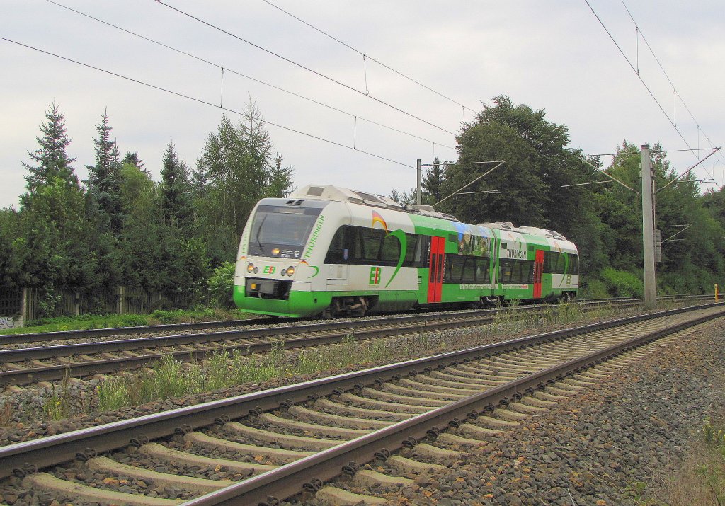 EB VT 201 (615 201-0 D-EIB) als EB 82792 von Ilmenau nach Erfurt Hbf, bei Ingersleben; 04.09.2010