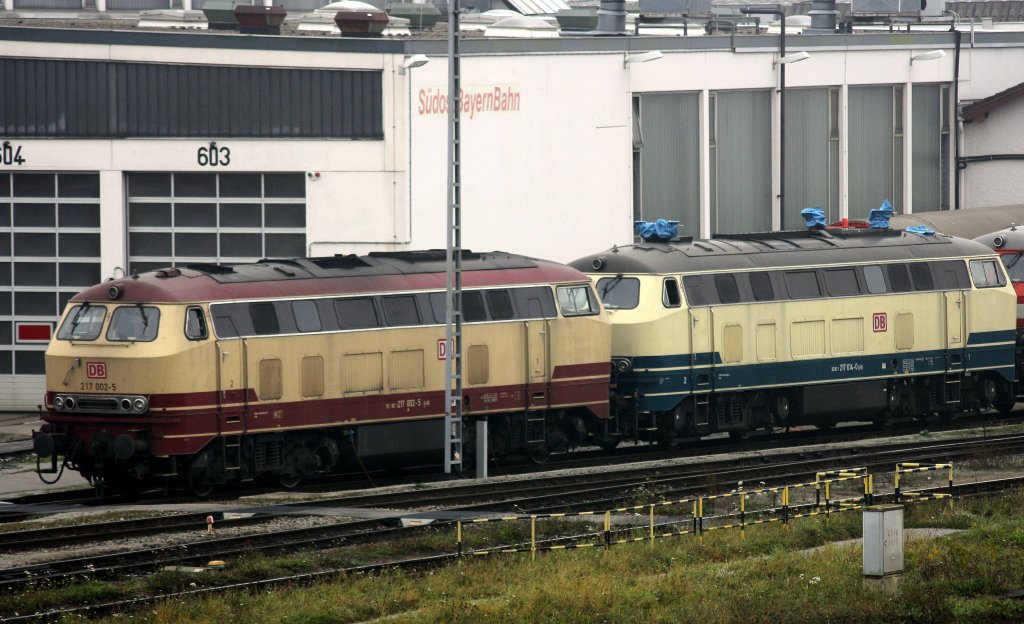 Ebenfalls in Mhldorf (Oberbay) zu sehen waren die 217 002-5 und 217 014-0 am 06.11.09. Nur strt der Masten leider etwas...