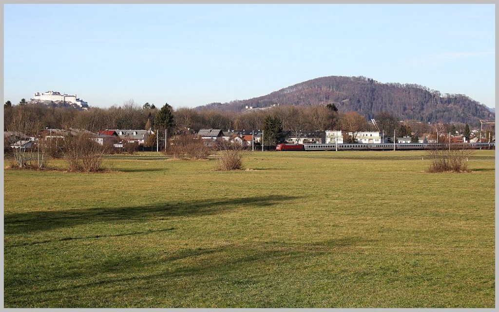EC 217 ist an der sdlichen Salzburger Stadtgrenze auf der Fahrt nach Graz. 3.1.2012