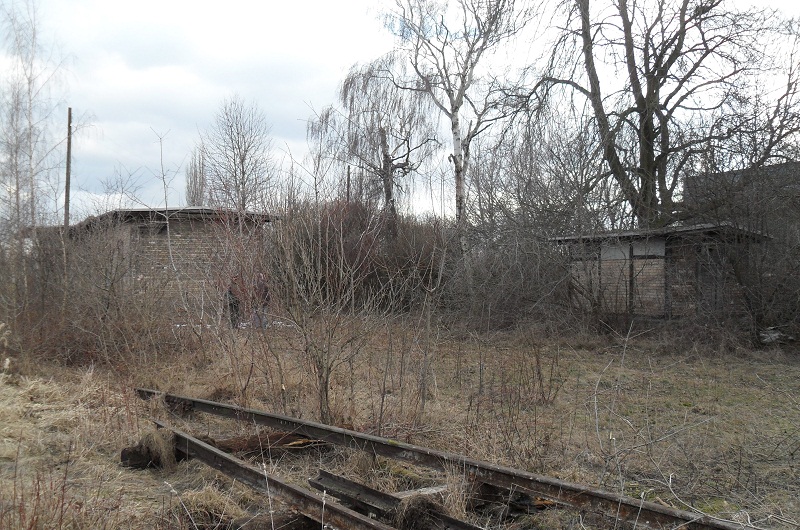 Ehemaliger Bahnhof von Bennstedt im Saalekreis. Dieser Bahnhof lag an der ehemaligen Strecke Teutschenthal - Salzmnde. Im Rahmen eines Arbeitseinsatzes  Grnschnitt  entstand am 03.3.2010 dieses Foto.