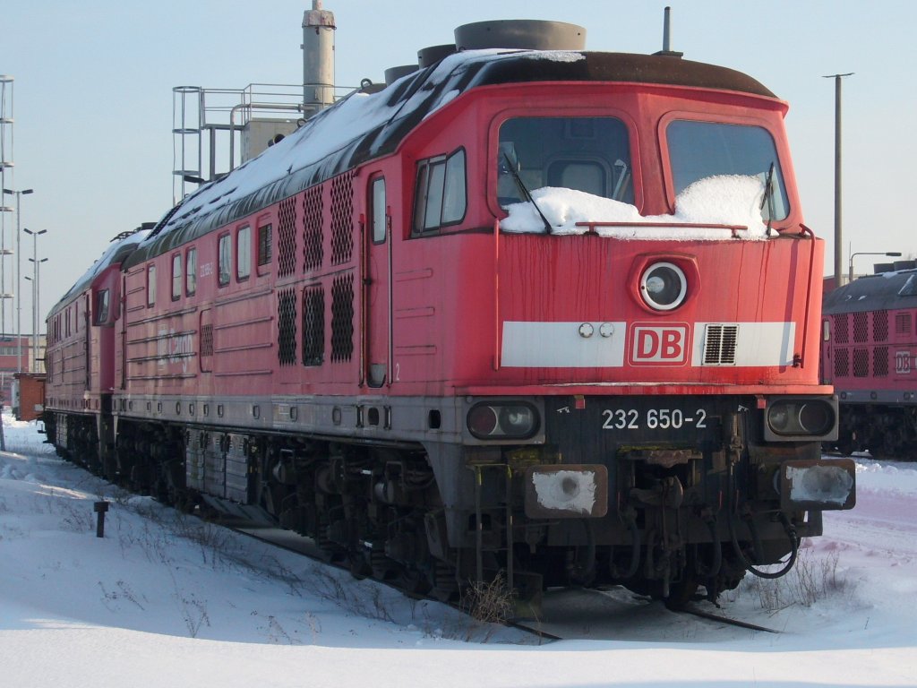 Ehmalige Dresdner 232 650-2 steht noch in Mukran.Am 05.Februar 2010 traf ich Sie dort.