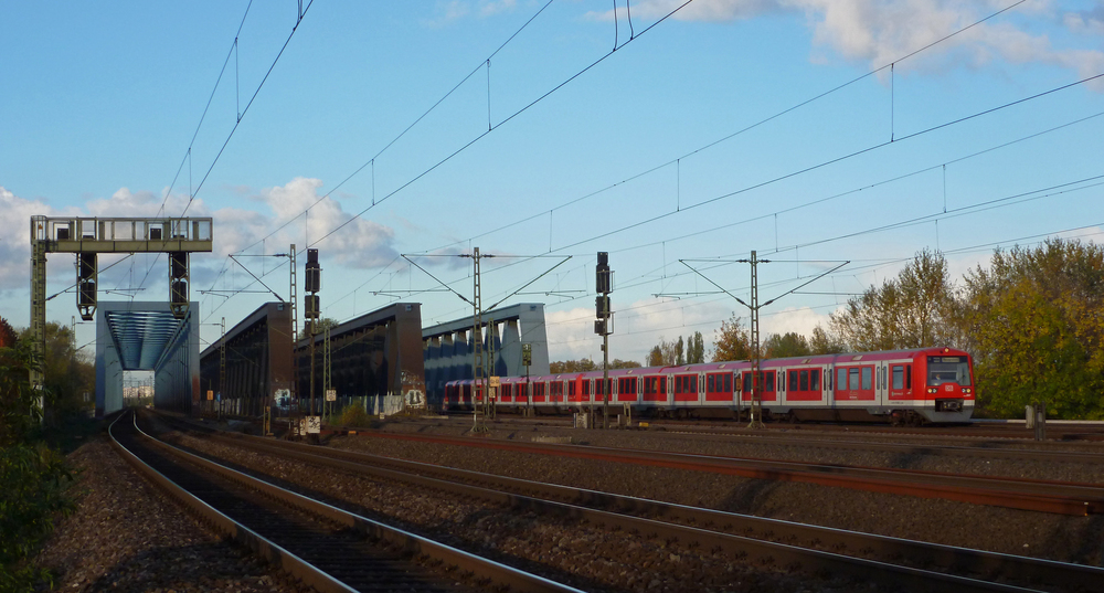 Ein 474 der hamburger S-Bahn am 27.10.2012 bei den Sderelbbrcken.