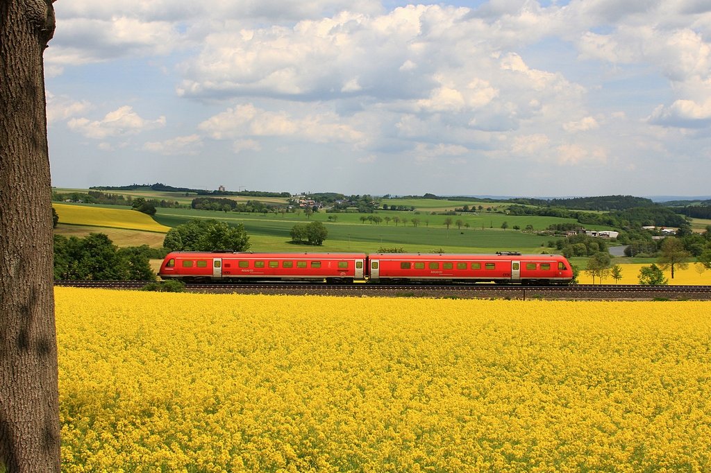 Ein 612er der DB unterwegs als RE3642 (Regensburg - Gera) zwischen Gutenfürst und Grobau am 20.05.2009