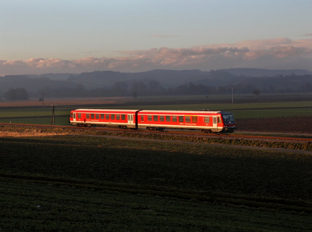 Ein 628 als RB nach Passau am 30.12.2012 unterwegs bei Anzenkirchen.