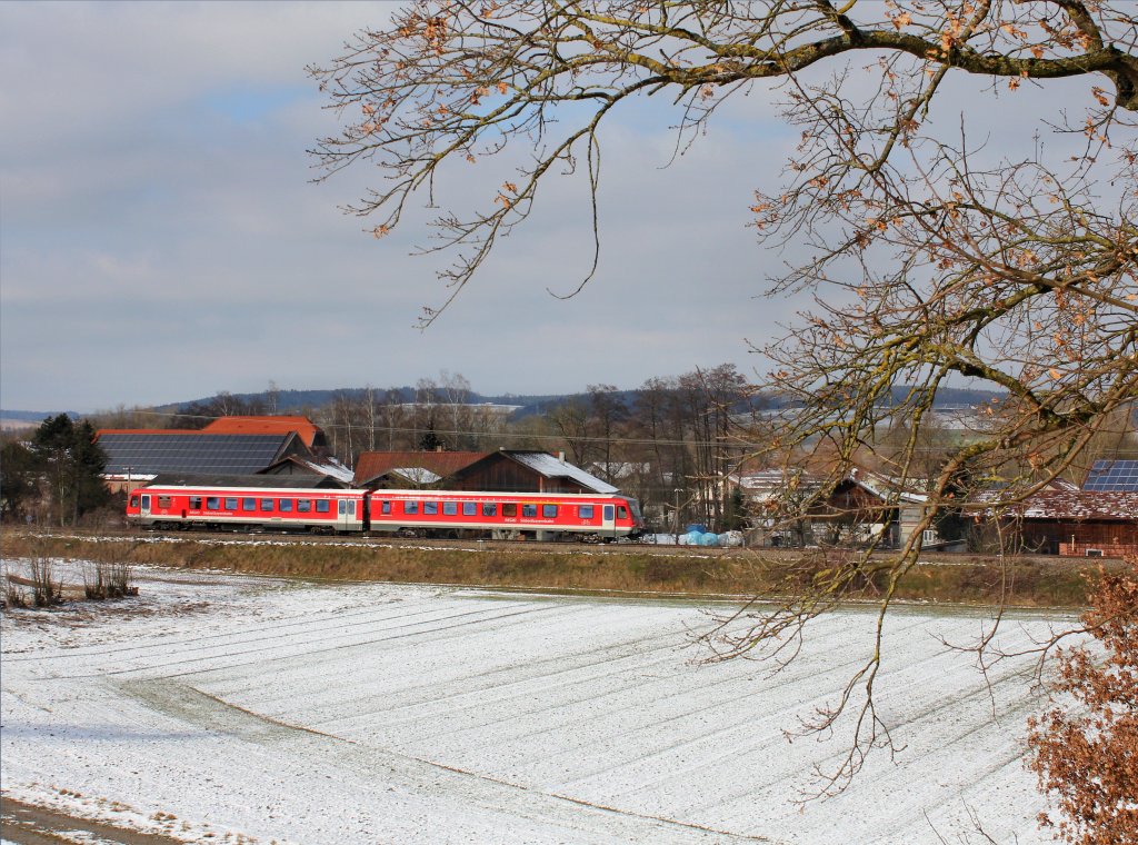 Ein 628 als RB nach Passau am 09.02.2013 unterwegs bei Schwaibach.