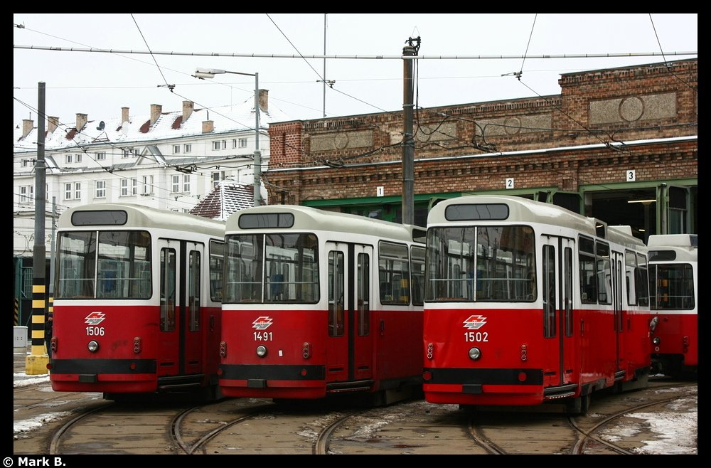 Ein c5 Beiwagentrio im Betriebshof Favoriten. Aufgenommen am 14.02.10.