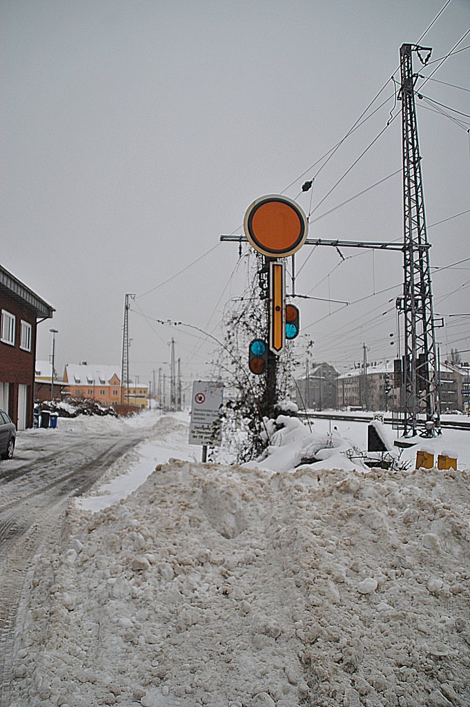 Ein Ehemaliges Formvorsignal am 27.12.2010 in Osnabrck HBF.
